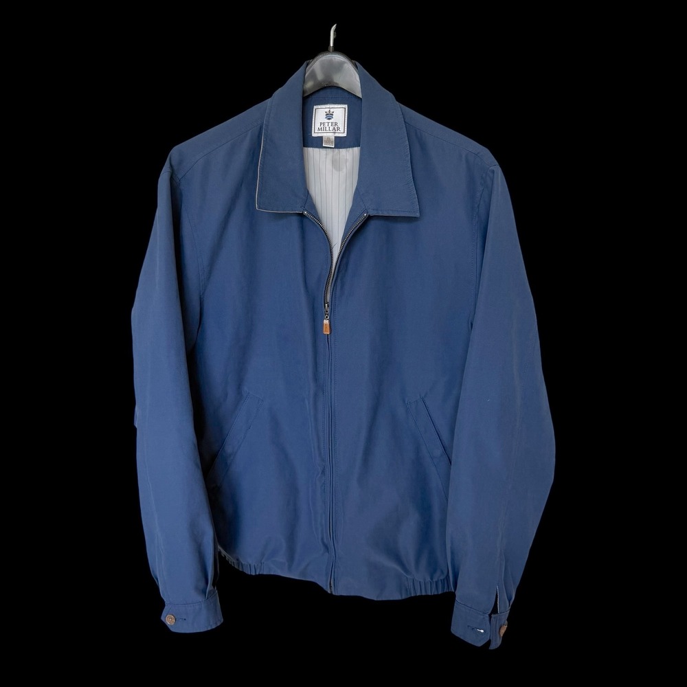 Peter Millar XL Blue Harrington Golf Jacket Full Zip Windbreaker Coat